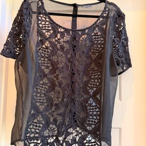 American Eagle Outfitters Sheer Black Lace Blouse